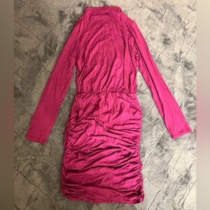 Rachel pally cocktail turtleneck dress; color fuchsia; size s
